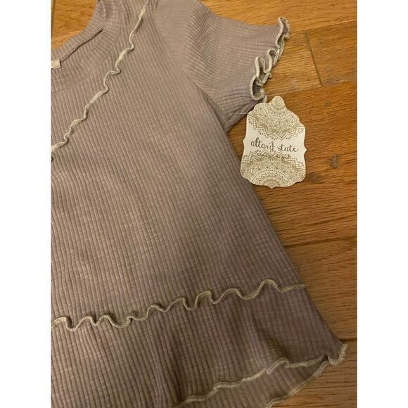 NWT Altar"d State women's tan ruffled short sleeve fitted cropped top size small - Picture 3 of 9